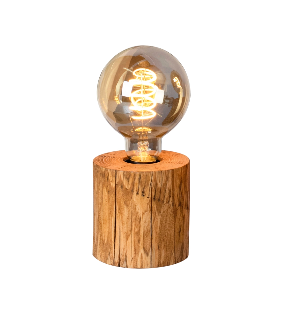 LUMETTO "TRABO" CON BASE IN PINO H10 CM, E27